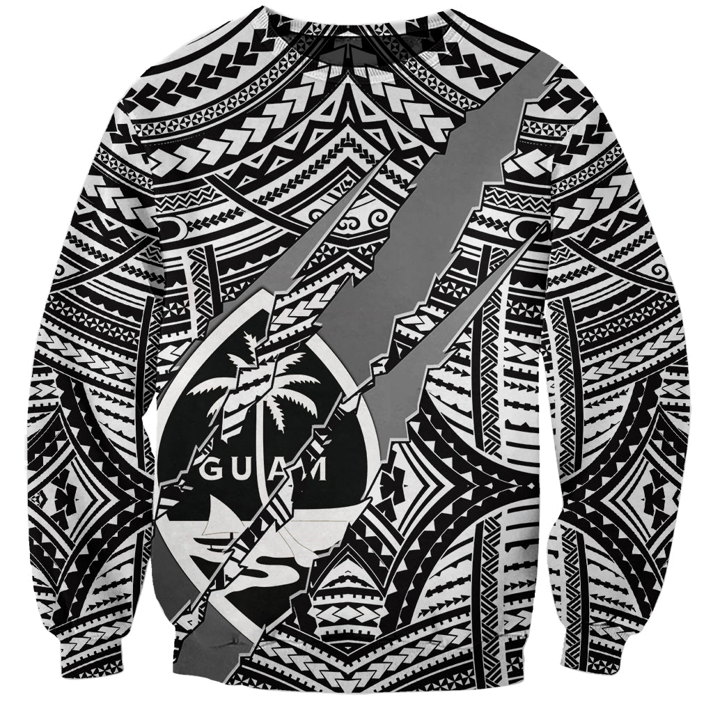 Polynesian Guam Sweatshirt with Coat Of Arms Claws Style - White LT6 - Wonder Print Shop
