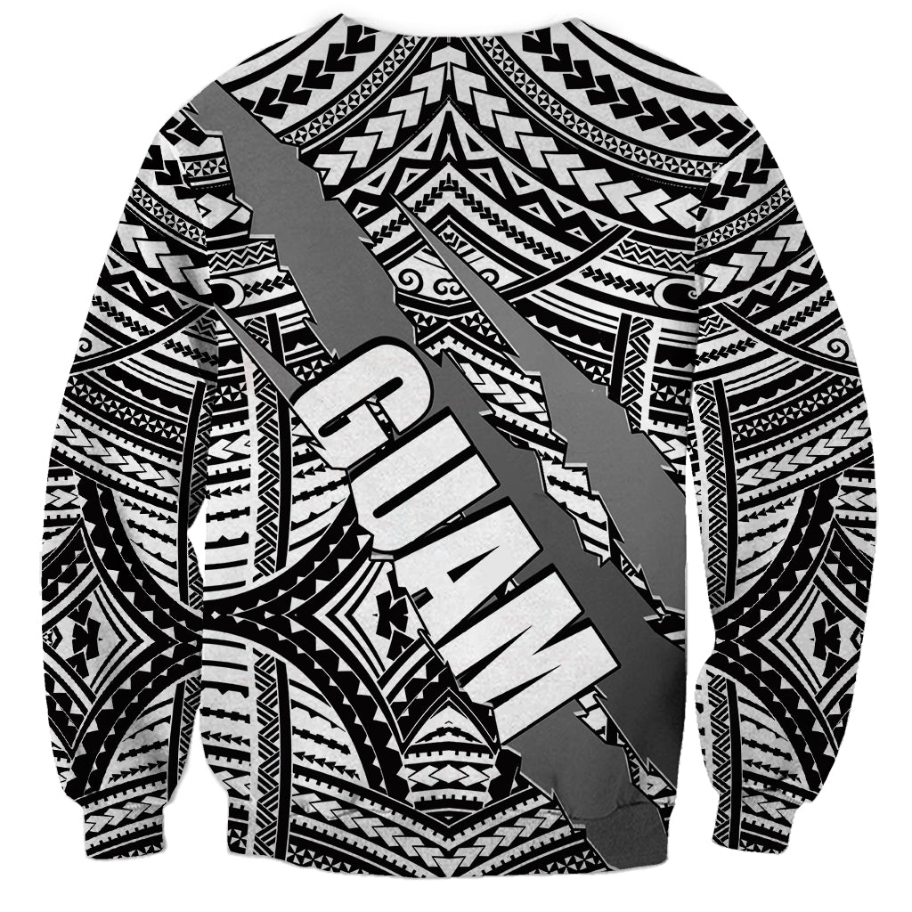 Polynesian Guam Sweatshirt with Coat Of Arms Claws Style - White LT6 - Wonder Print Shop