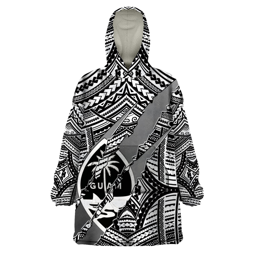 Polynesian Guam Wearable Blanket Hoodie with Coat Of Arms Claws Style - White LT6 - Wonder Print Shop