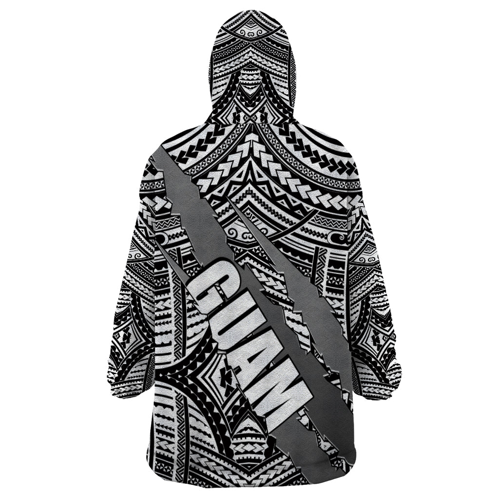 Polynesian Guam Wearable Blanket Hoodie with Coat Of Arms Claws Style - White LT6 - Wonder Print Shop