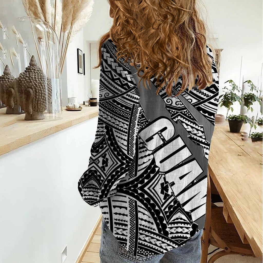 Polynesian Guam Women Casual Shirt with Coat Of Arms Claws Style - White LT6 - Wonder Print Shop