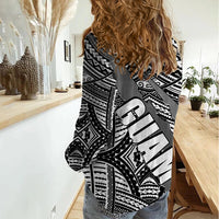 Polynesian Guam Women Casual Shirt with Coat Of Arms Claws Style - White LT6 - Wonder Print Shop