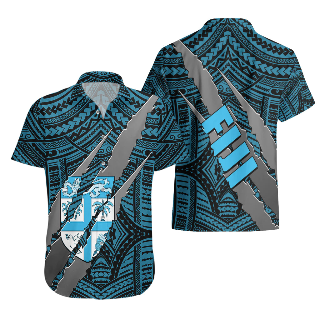 Polynesian Fiji Hawaiian Shirt with Coat Of Arms Claws Style - Blue LT6 - Wonder Print Shop