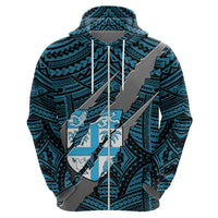 Polynesian Fiji Hoodie with Coat Of Arms Claws Style - Blue LT6 - Wonder Print Shop