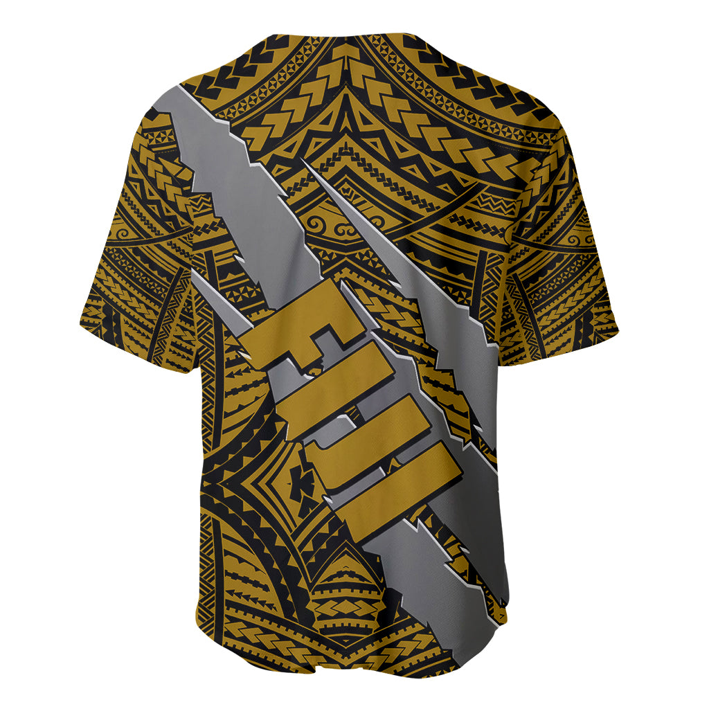 Polynesian Fiji Baseball Jersey with Coat Of Arms Claws Style - Gold LT6 - Wonder Print Shop