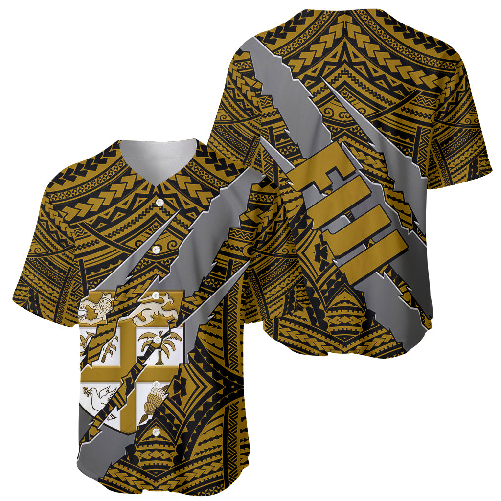 Polynesian Fiji Baseball Jersey with Coat Of Arms Claws Style - Gold LT6 - Wonder Print Shop