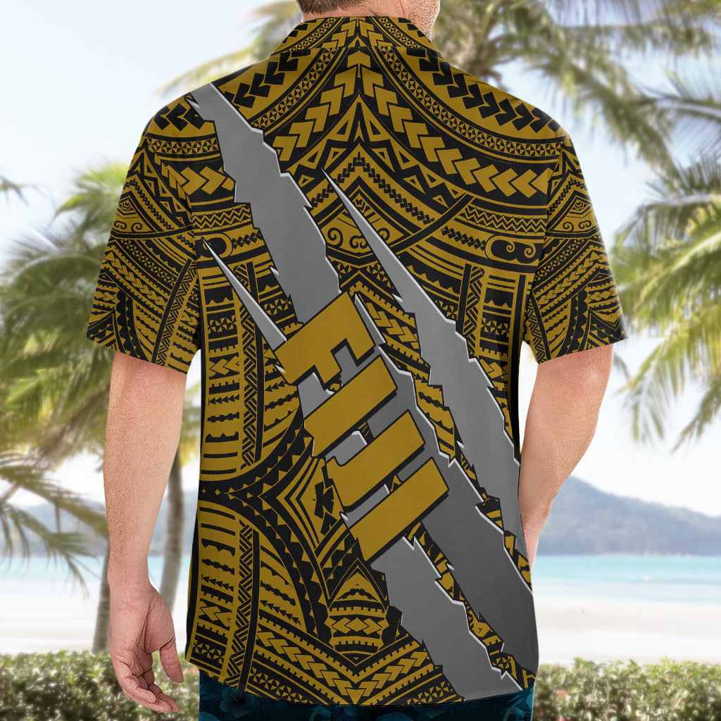 Polynesian Fiji Hawaiian Shirt with Coat Of Arms Claws Style - Gold LT6 - Wonder Print Shop