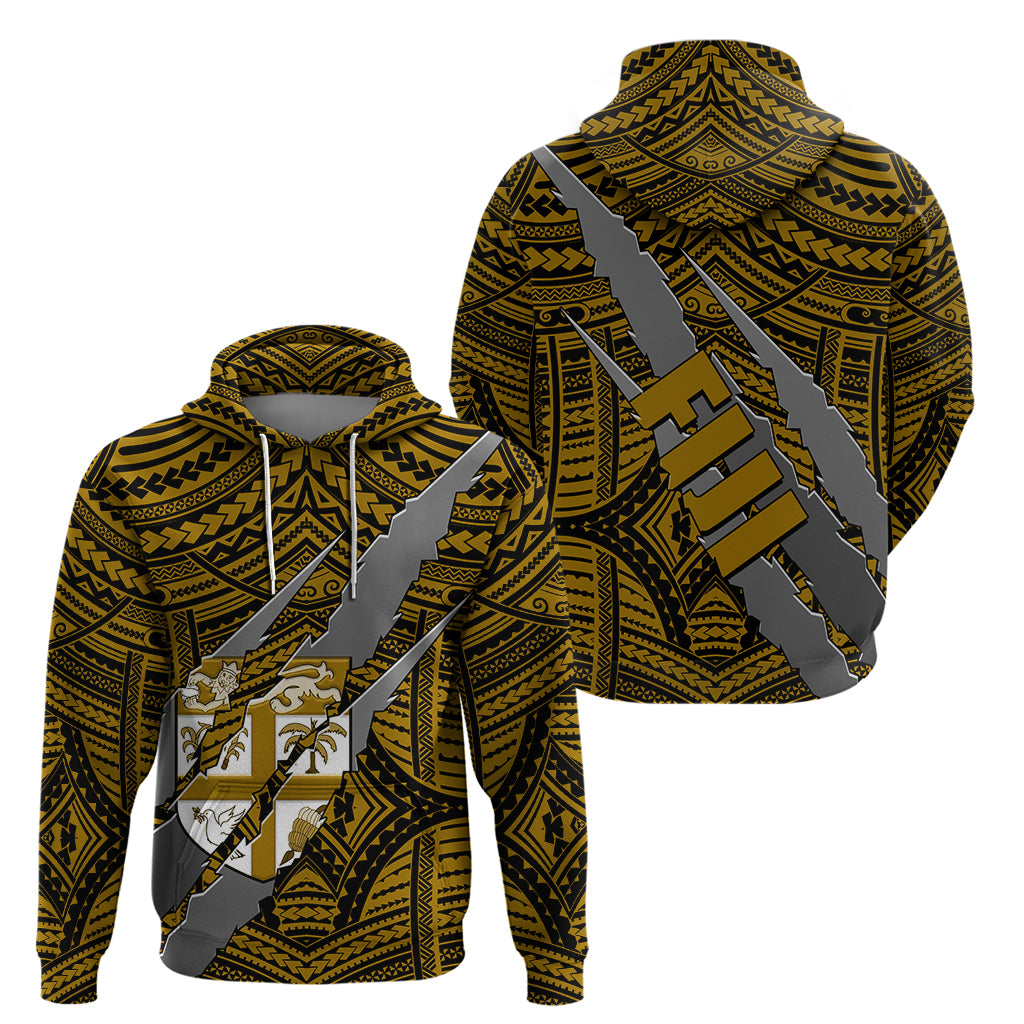 Polynesian Fiji Hoodie with Coat Of Arms Claws Style - Gold LT6 - Wonder Print Shop