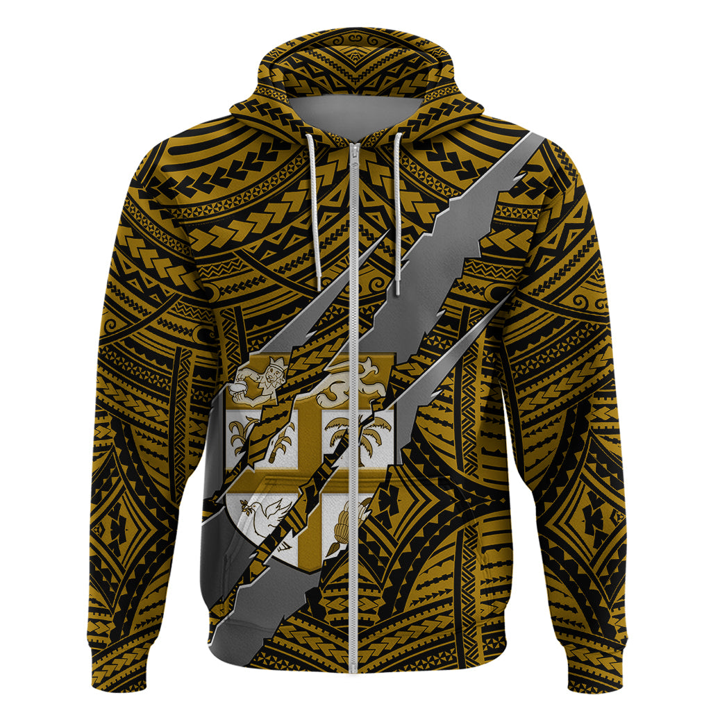 Polynesian Fiji Hoodie with Coat Of Arms Claws Style - Gold LT6 - Wonder Print Shop