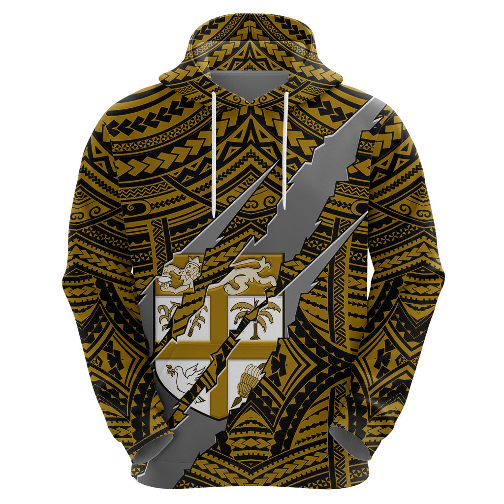 Polynesian Fiji Hoodie with Coat Of Arms Claws Style - Gold LT6 - Wonder Print Shop