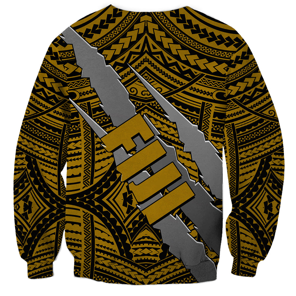 Polynesian Fiji Sweatshirt with Coat Of Arms Claws Style - Gold LT6 - Wonder Print Shop