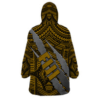 Polynesian Fiji Wearable Blanket Hoodie with Coat Of Arms Claws Style - Gold LT6 - Wonder Print Shop