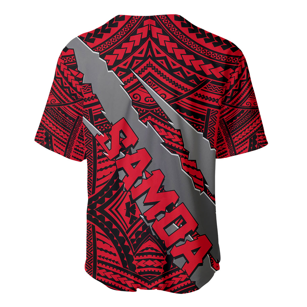 Polynesian Samoa Baseball Jersey with Coat Of Arms Claws Style - Red LT6 - Wonder Print Shop