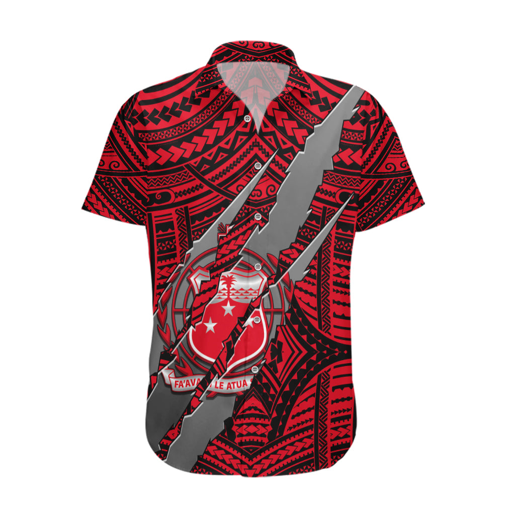 Polynesian Samoa Hawaiian Shirt with Coat Of Arms Claws Style - Red LT6 - Wonder Print Shop