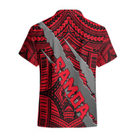 Polynesian Samoa Hawaiian Shirt with Coat Of Arms Claws Style - Red LT6 - Wonder Print Shop