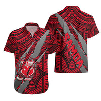 Polynesian Samoa Hawaiian Shirt with Coat Of Arms Claws Style - Red LT6 - Wonder Print Shop