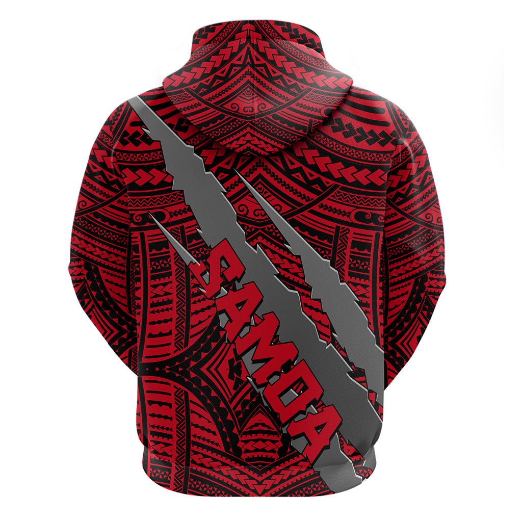Polynesian Samoa Hoodie with Coat Of Arms Claws Style - Red LT6 - Wonder Print Shop