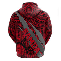 Polynesian Samoa Hoodie with Coat Of Arms Claws Style - Red LT6 - Wonder Print Shop