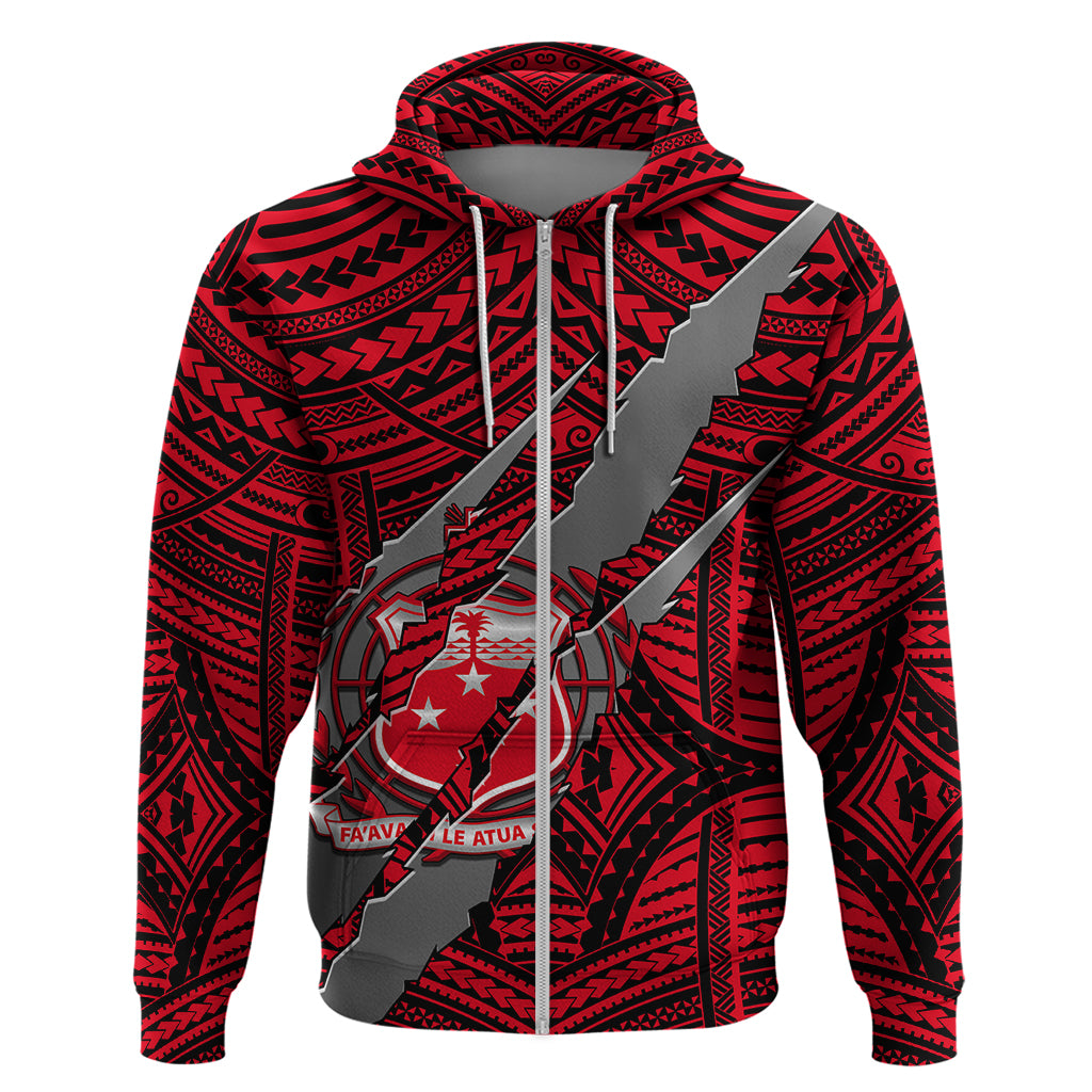 Polynesian Samoa Hoodie with Coat Of Arms Claws Style - Red LT6 - Wonder Print Shop