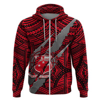 Polynesian Samoa Hoodie with Coat Of Arms Claws Style - Red LT6 - Wonder Print Shop