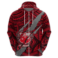 Polynesian Samoa Hoodie with Coat Of Arms Claws Style - Red LT6 - Wonder Print Shop