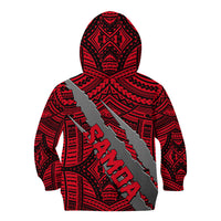 Polynesian Samoa Kid Hoodie with Coat Of Arms Claws Style - Red LT6 - Wonder Print Shop