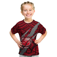 Polynesian Samoa Kid T Shirt with Coat Of Arms Claws Style - Red LT6 - Wonder Print Shop