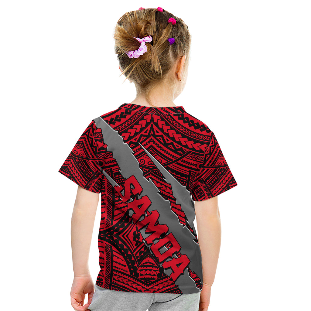 Polynesian Samoa Kid T Shirt with Coat Of Arms Claws Style - Red LT6 - Wonder Print Shop