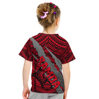 Polynesian Samoa Kid T Shirt with Coat Of Arms Claws Style - Red LT6 - Wonder Print Shop