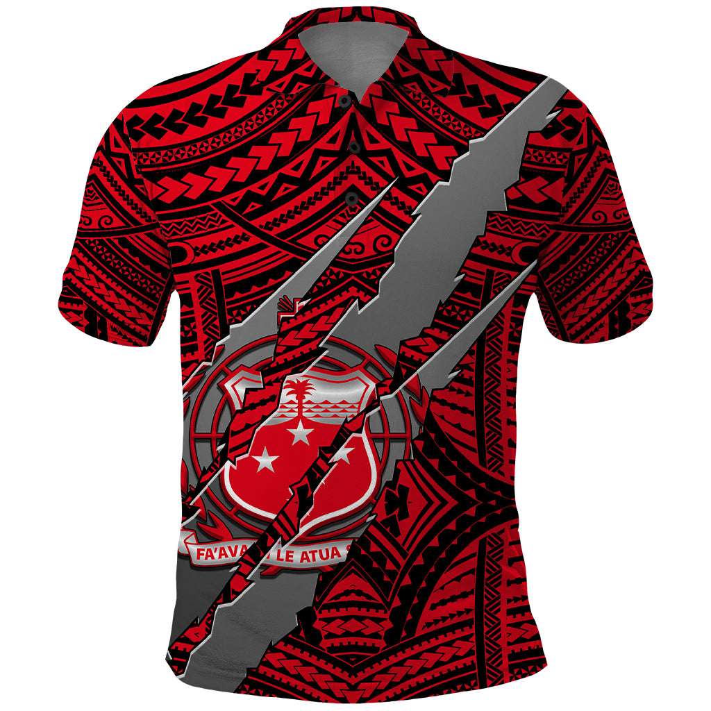 Polynesian Samoa Polo Shirt with Coat Of Arms Claws Style - Red LT6 - Wonder Print Shop