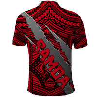 Polynesian Samoa Polo Shirt with Coat Of Arms Claws Style - Red LT6 - Wonder Print Shop