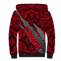 Polynesian Samoa Sherpa Hoodie with Coat Of Arms Claws Style - Red LT6 - Wonder Print Shop
