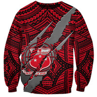 Polynesian Samoa Sweatshirt with Coat Of Arms Claws Style - Red LT6 - Wonder Print Shop