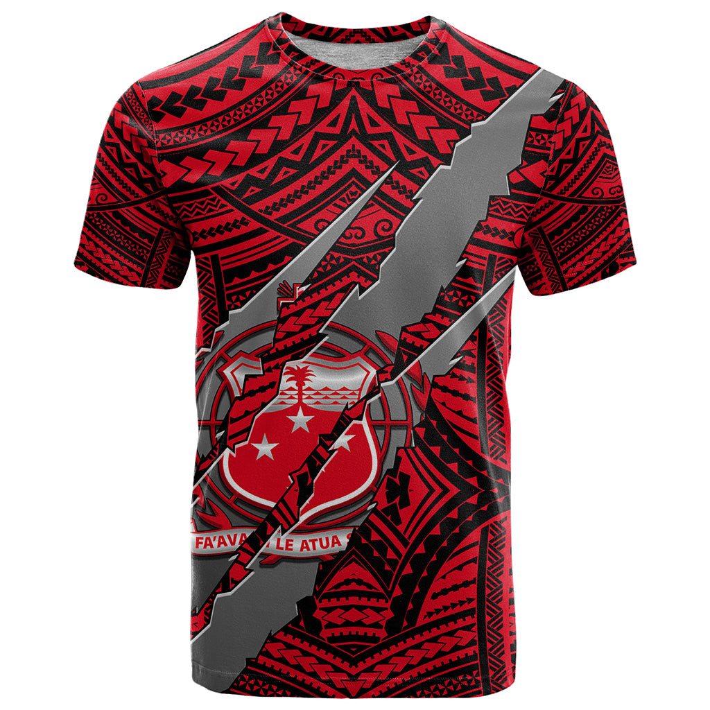 Polynesian Samoa T Shirt with Coat Of Arms Claws Style - Red LT6 - Wonder Print Shop