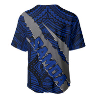 Polynesian Samoa Baseball Jersey with Coat Of Arms Claws Style - Blue LT6 - Wonder Print Shop