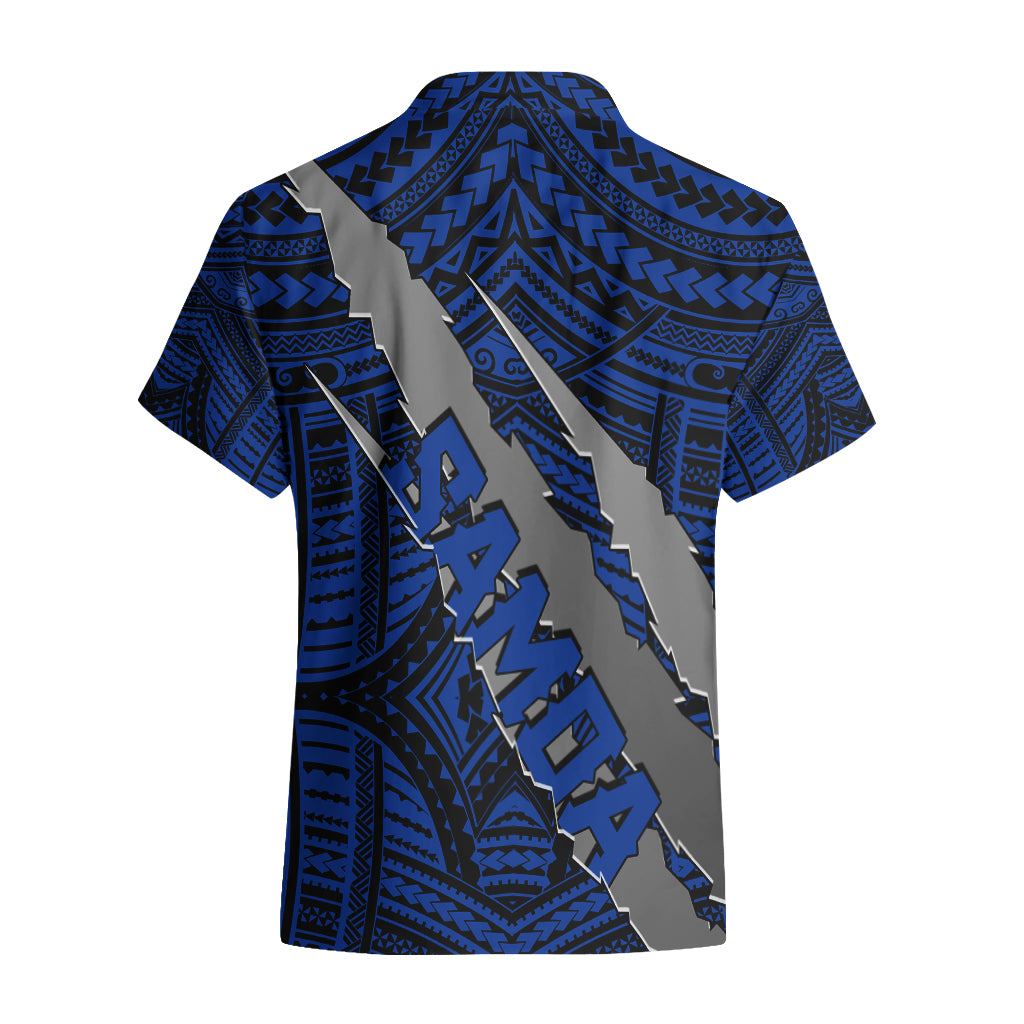 Polynesian Samoa Hawaiian Shirt with Coat Of Arms Claws Style - Blue LT6 - Wonder Print Shop