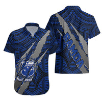 Polynesian Samoa Hawaiian Shirt with Coat Of Arms Claws Style - Blue LT6 - Wonder Print Shop