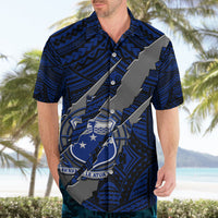 Polynesian Samoa Hawaiian Shirt with Coat Of Arms Claws Style - Blue LT6 - Wonder Print Shop