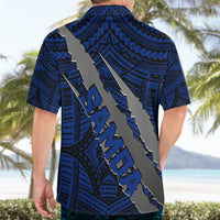 Polynesian Samoa Hawaiian Shirt with Coat Of Arms Claws Style - Blue LT6 - Wonder Print Shop