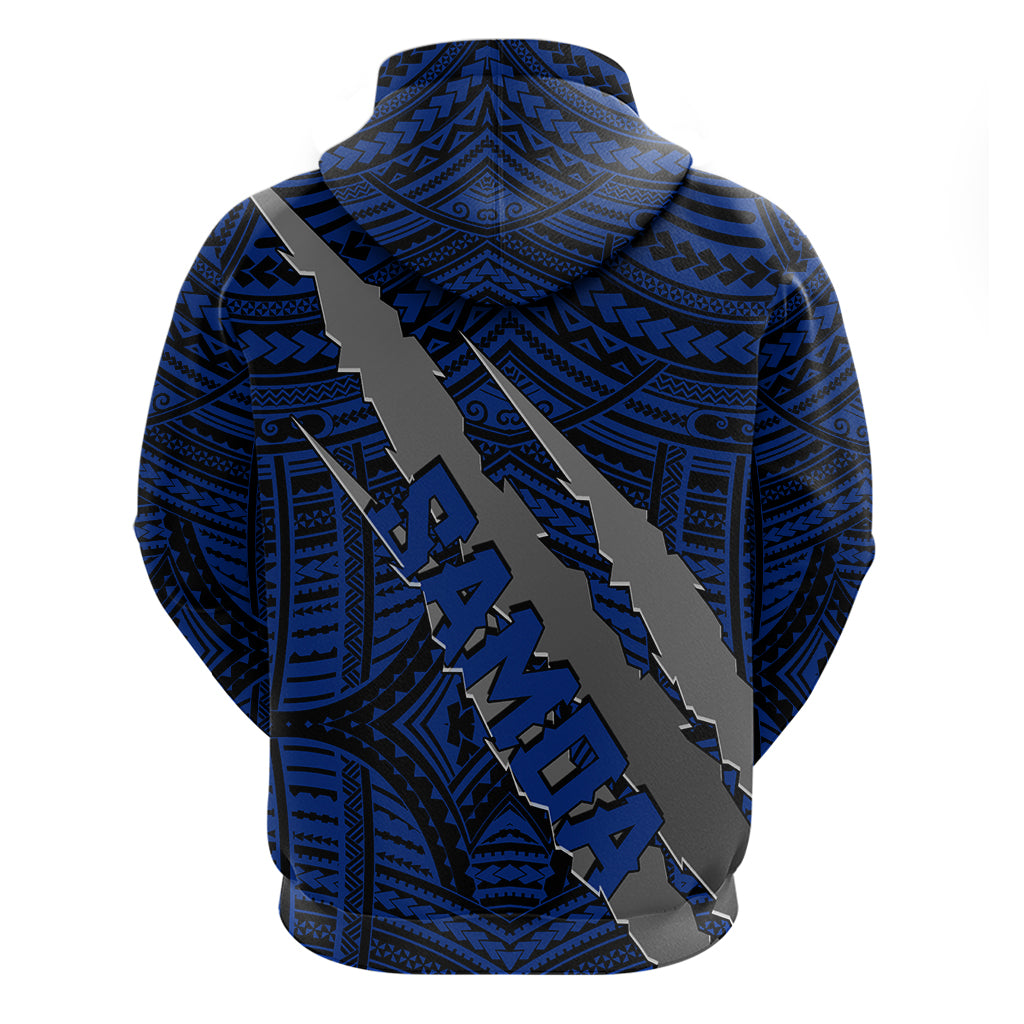 Polynesian Samoa Hoodie with Coat Of Arms Claws Style - Blue LT6 - Wonder Print Shop
