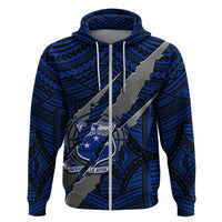 Polynesian Samoa Hoodie with Coat Of Arms Claws Style - Blue LT6 - Wonder Print Shop