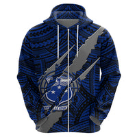Polynesian Samoa Hoodie with Coat Of Arms Claws Style - Blue LT6 - Wonder Print Shop