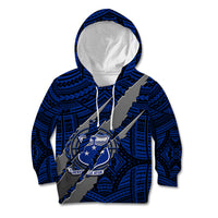 Polynesian Samoa Kid Hoodie with Coat Of Arms Claws Style - Blue LT6 - Wonder Print Shop