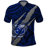 Polynesian Samoa Polo Shirt with Coat Of Arms Claws Style - Blue LT6 - Wonder Print Shop