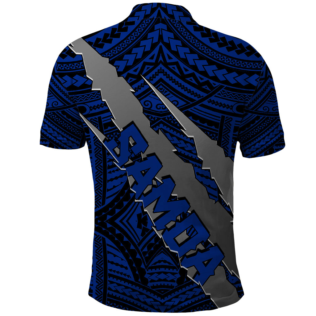 Polynesian Samoa Polo Shirt with Coat Of Arms Claws Style - Blue LT6 - Wonder Print Shop
