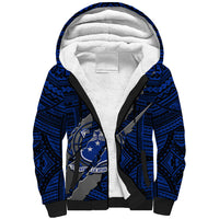 Polynesian Samoa Sherpa Hoodie with Coat Of Arms Claws Style - Blue LT6 - Wonder Print Shop