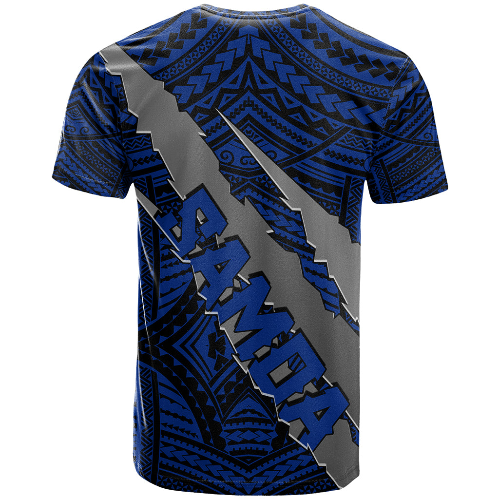 Polynesian Samoa T Shirt with Coat Of Arms Claws Style - Blue LT6 - Wonder Print Shop