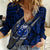 Polynesian Samoa Women Casual Shirt with Coat Of Arms Claws Style - Blue LT6 - Wonder Print Shop