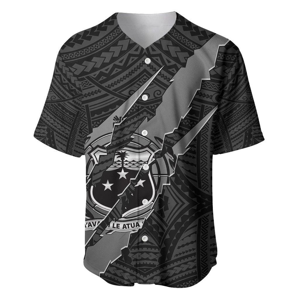 Polynesian Samoa Baseball Jersey with Coat Of Arms Claws Style - Black LT6 - Wonder Print Shop