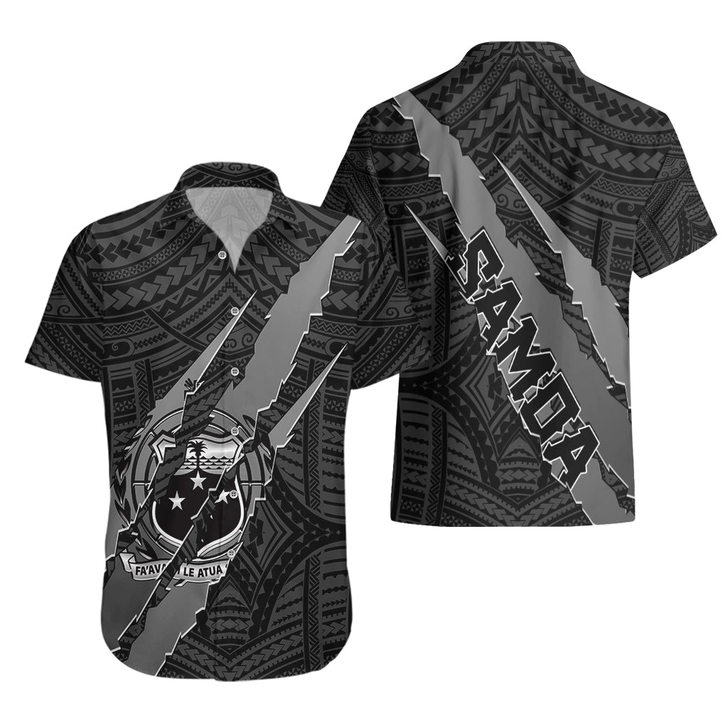 Polynesian Samoa Hawaiian Shirt with Coat Of Arms Claws Style - Black LT6 - Wonder Print Shop